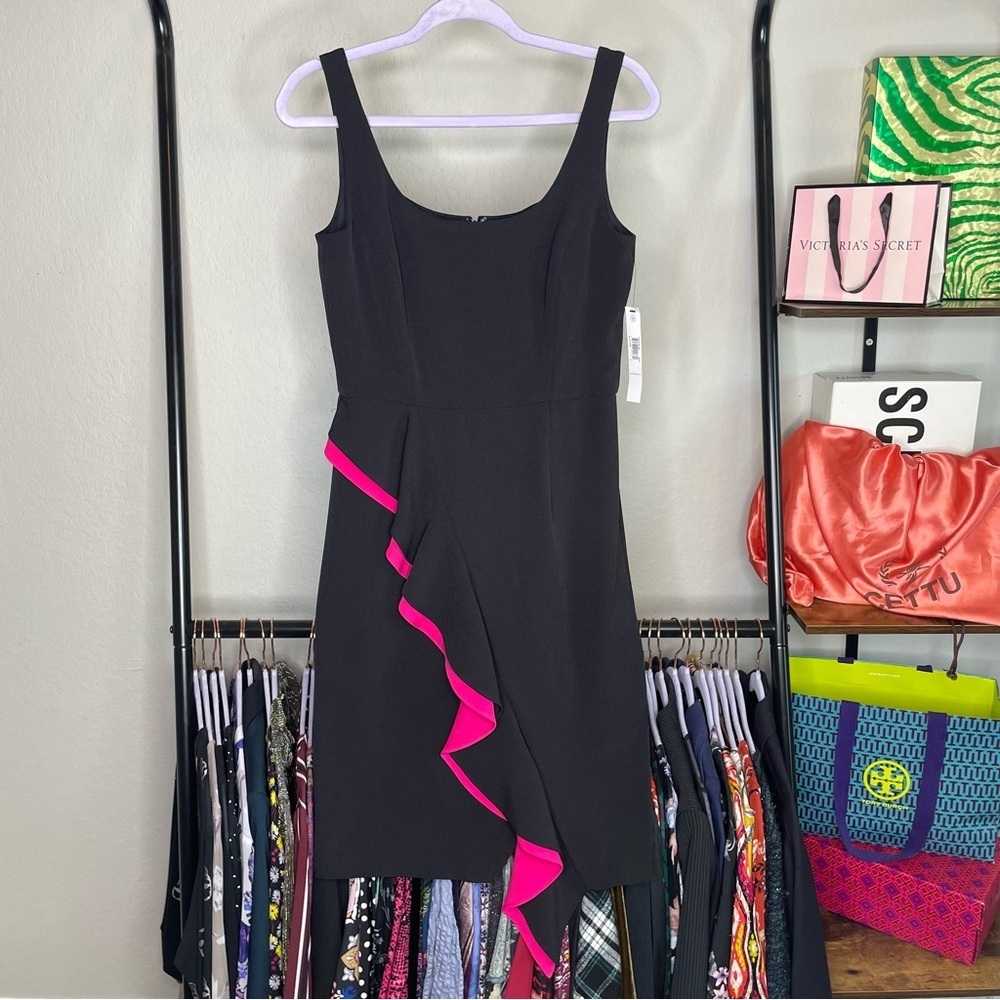 Maggy London Black Asymmetrical Sheath Dress